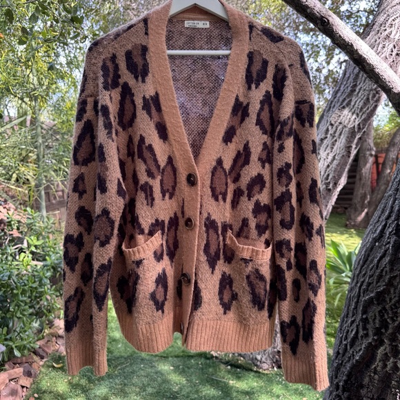 Cotton On Sweaters - Cotton-On Leopard Print Button-Up Cardigan Sweater